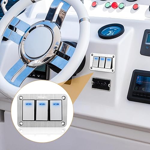 Vista 143 de Nilight Panel de interruptor basculante de 4 bandas, 5 pines de encendido y apagado, soporte de aluminio de 12 V, 24 V, interruptores Verde