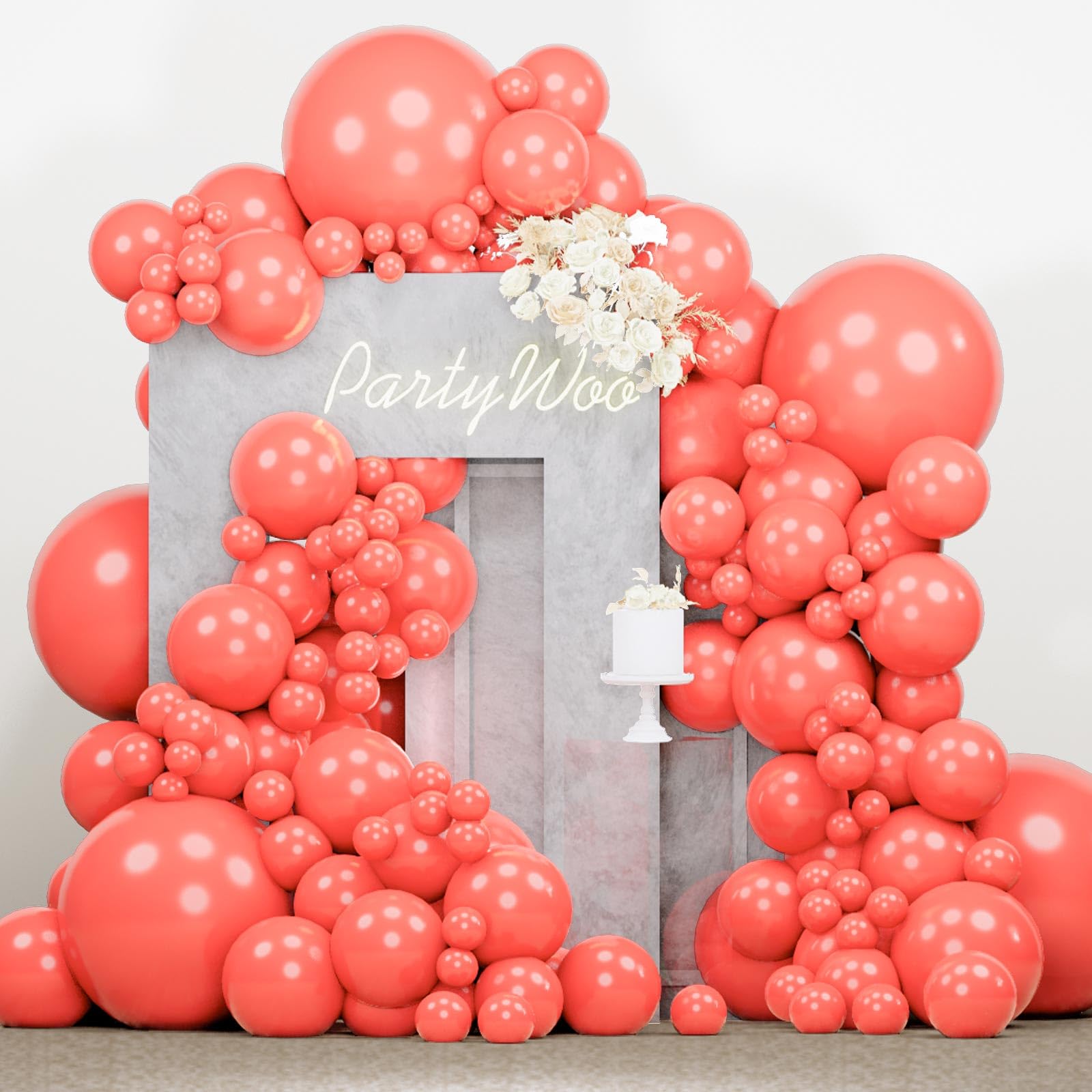 PartyWoo Coral Balloons 138 pcs Different Sizes of 18 12 10 5 Inch Coral Light Red Latex Helium Balloon Arch Kit Garland for Wedding Baby Shower Gender Reveal Summer Birthday Party Decorations Red-Y22