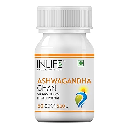 INLIFE Ashwagandha Extract (Withania Somnifera) Supplement, Immunity Boosters & General Wellness, 500mg - 60 Vegetarian Capsules