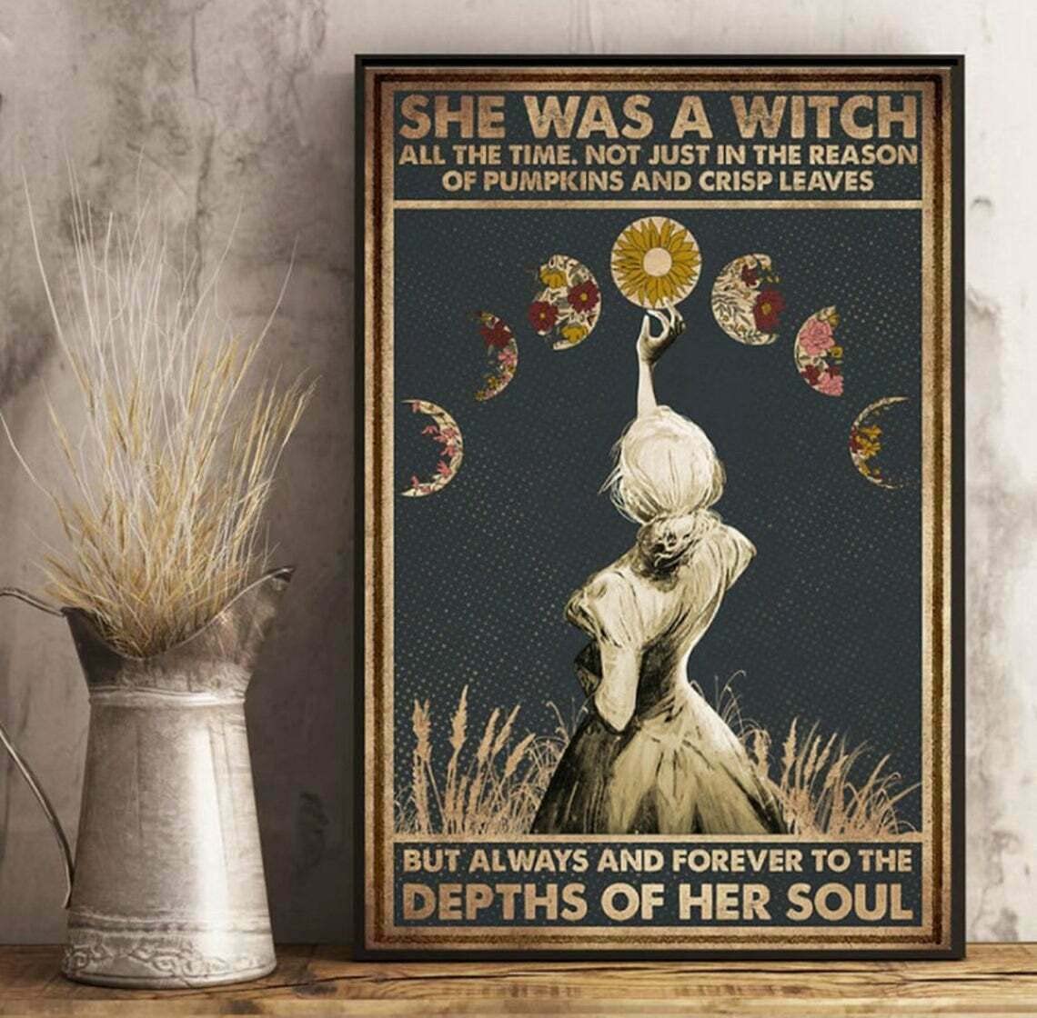 HOUVSSEN Moon Girl Poster She was A Witch Wall Art Wall Painting Home Decoration Metal Tin Signs 8x12 Inch Tin Sign/Poster Metal