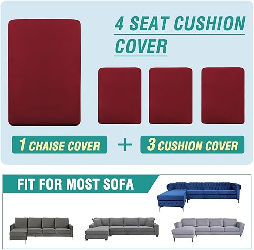 Vista 11 de OKYUK Fundas de sofá seccional en forma de L, 3 piezas, fundas de cojín para sofá seccional de terciopelo en forma de L, fundas elásticas para sofá