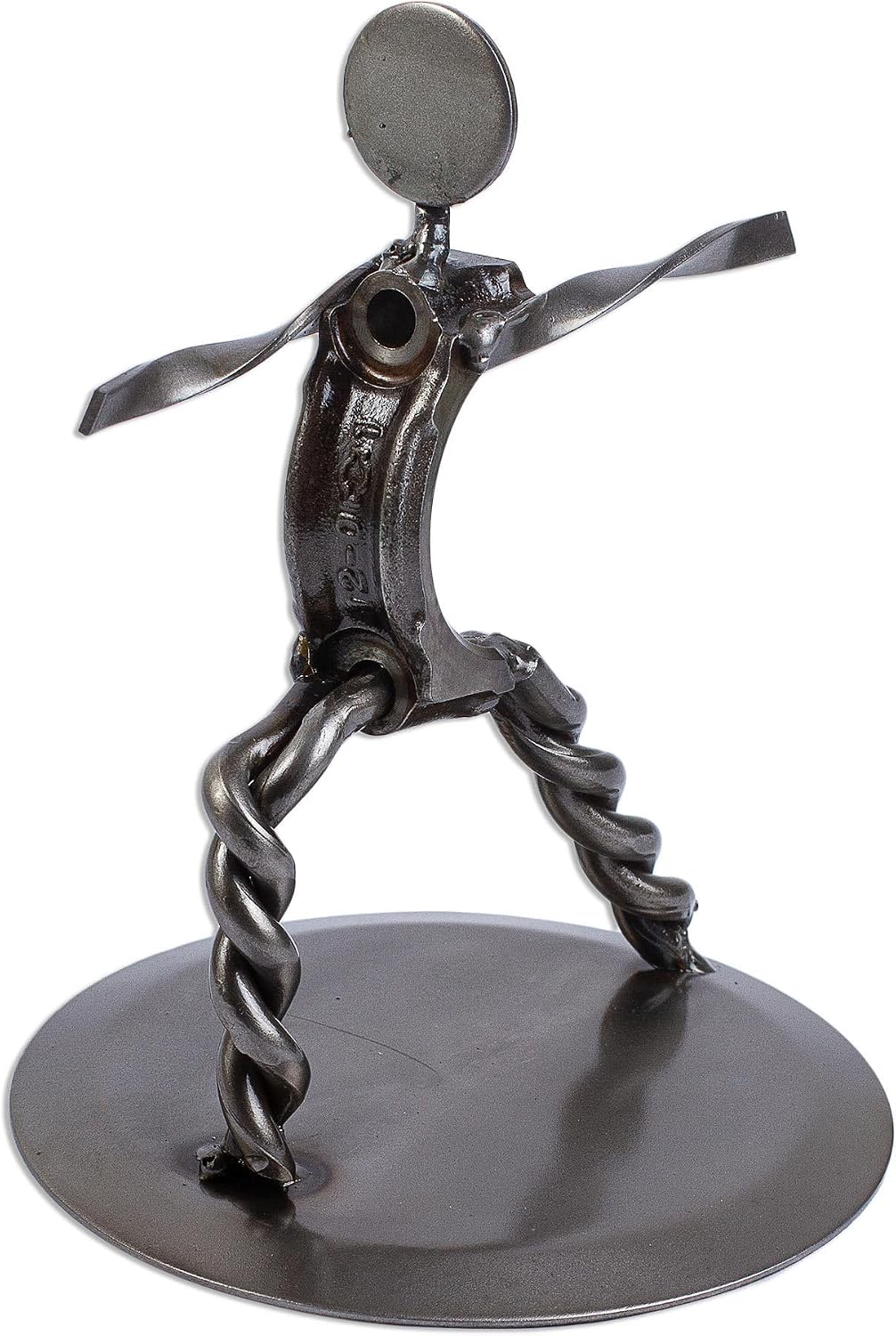 NOVICA Artisan Handcrafted Recycled Auto Parts Sculpture Metal Yoga Statuette Mexico [6.75in H x 5in W x 5.5in D] ' Warrior Pose Ii'