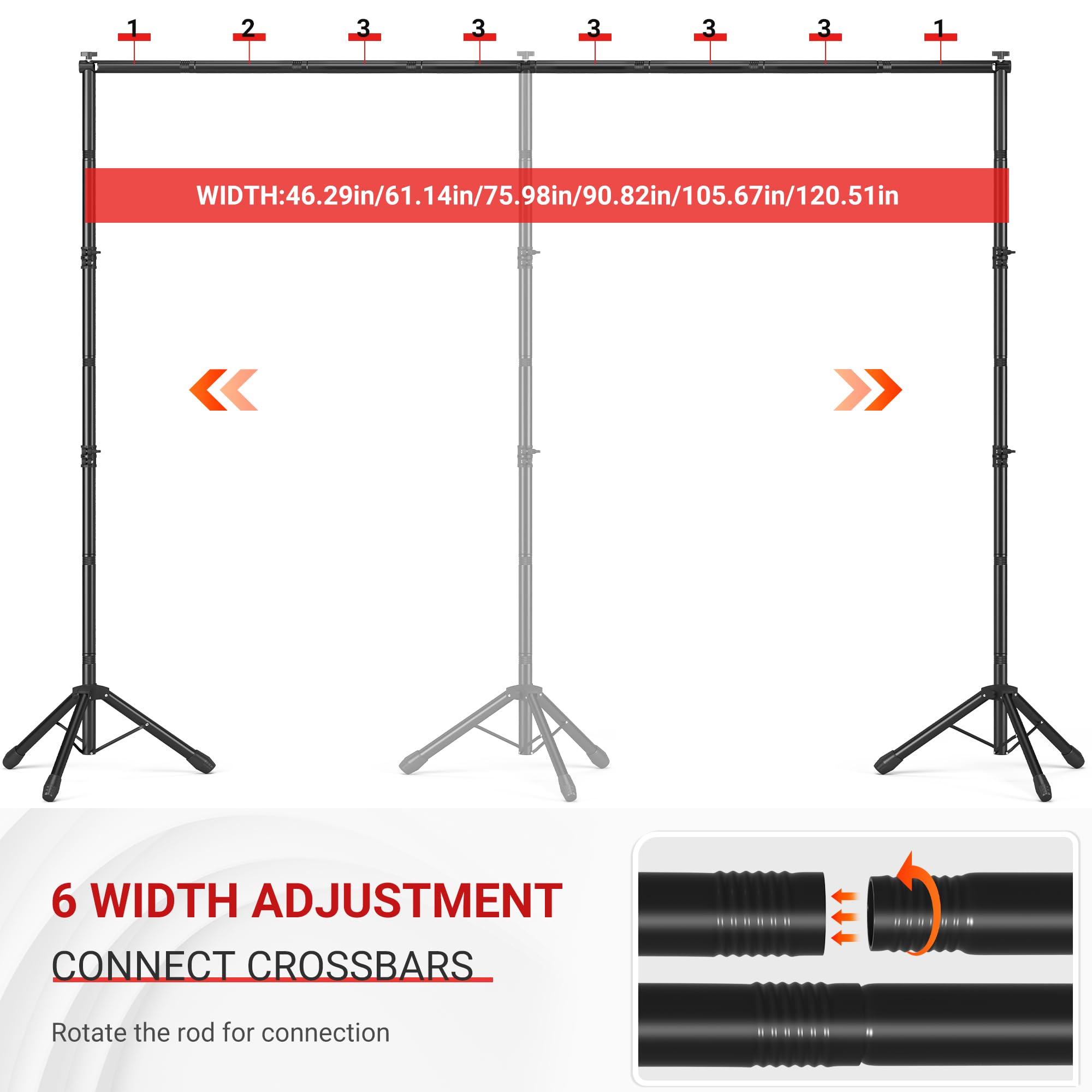 JSungo 10x8.5 FT Backdrop Stand for Parties, Adjustable Photo Backdrop Stand Kit with Carrying Bag, Portable Background Stand Backdrop for Wedding, Photoshoot, and Photo Studio