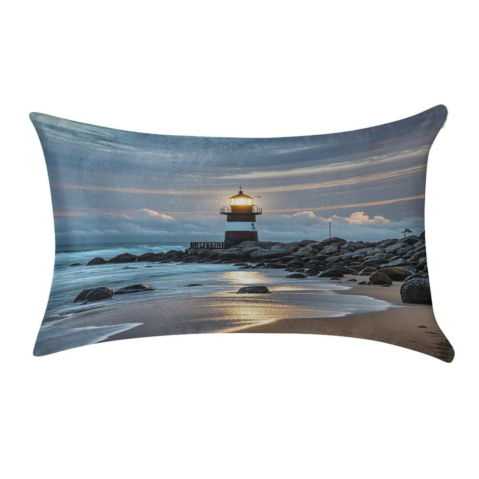 FekiLoot Sea Lighthouse Pillow Covers Luxury Velvet Oblong Pillowcases Rectangular Throw Pillows Case Decorative Velvet Cushion Covers Ultra Soft Lumbar Pillow Shells 12 X 20 in