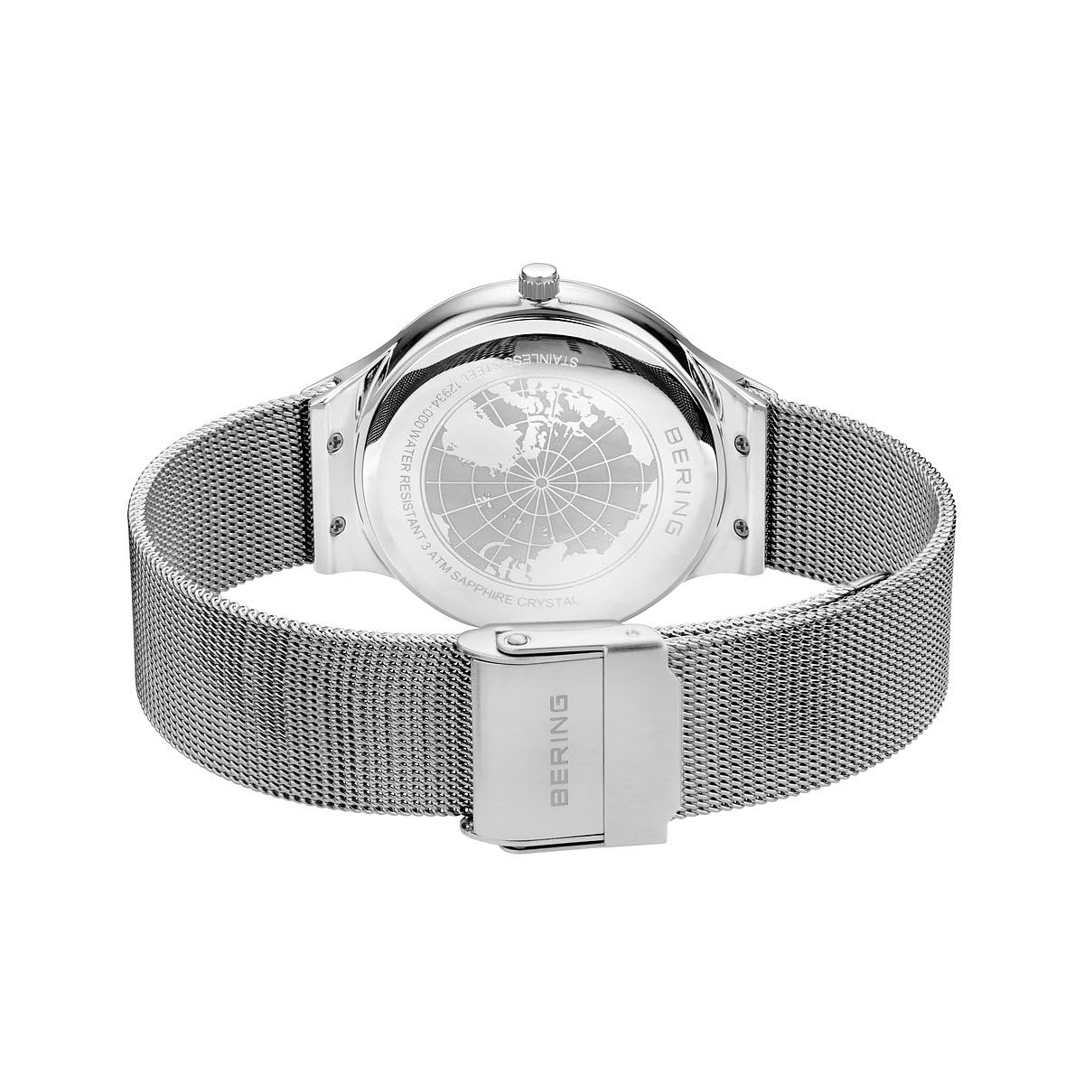 Bering 12934 Reloj de Cuarzo para Mujer con Caja de Acero Inoxidable de 34 mm y Esfera, Correa milanesa, Cristal de Zafiro y Resistencia al Agua de 3 ATM