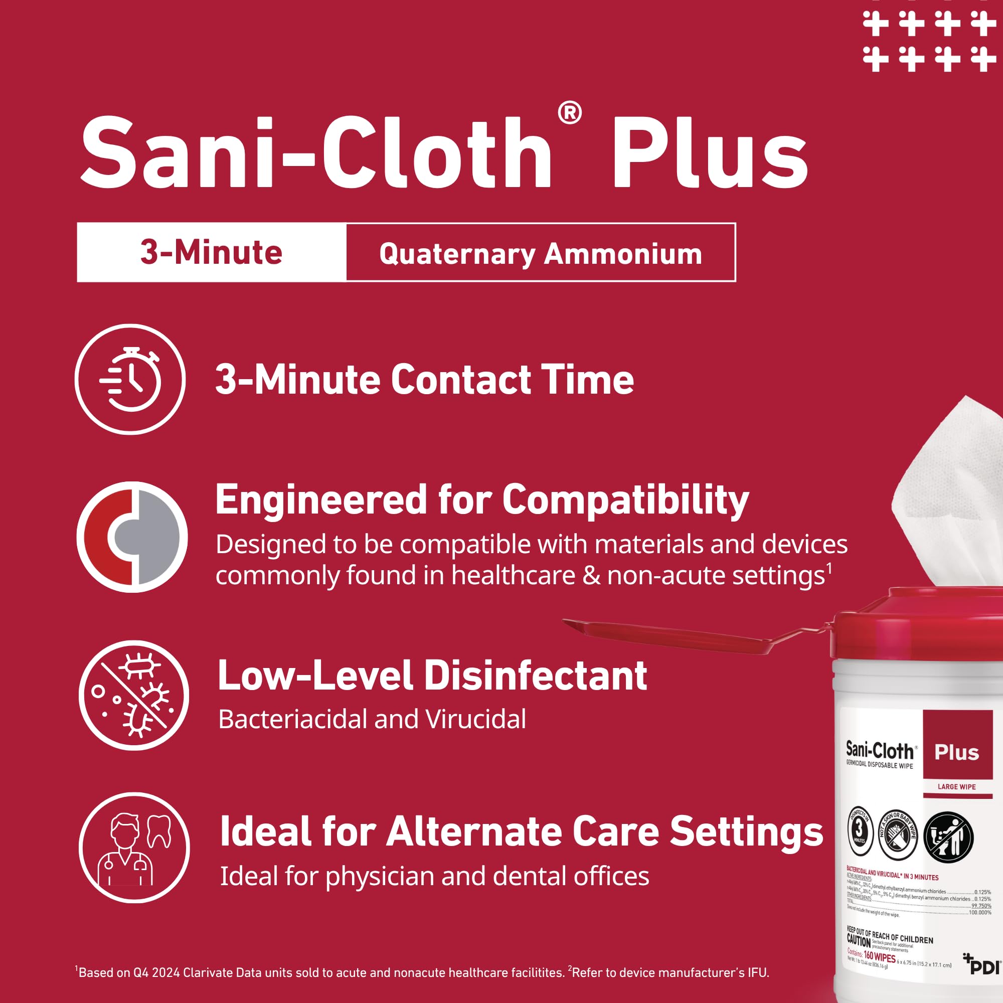 Sani-Cloth Plus Hard Surface Disinfectant Wipe 160 Count Q89072 - Case of 12 = 1920 Wipes product thumbnail 6