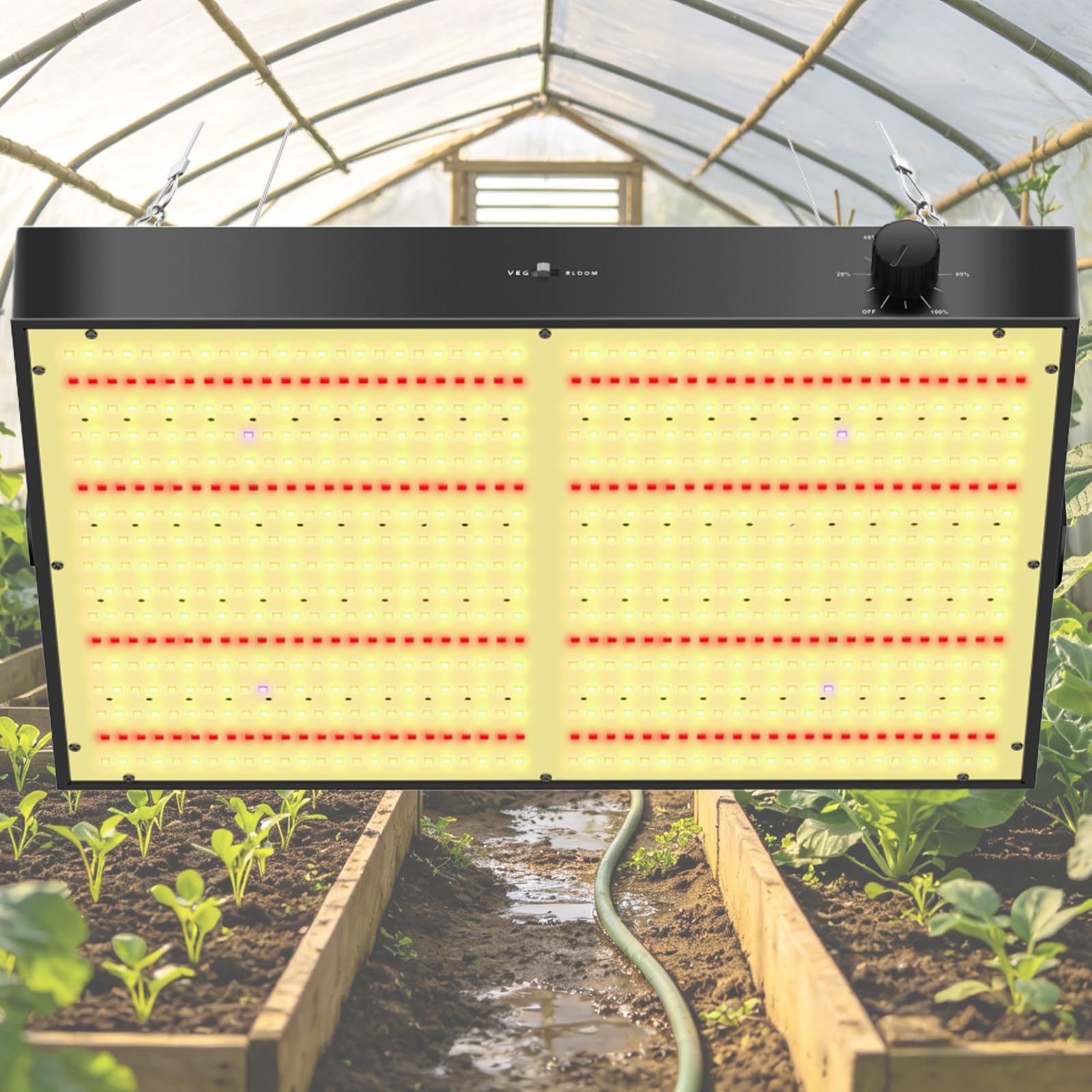 KRYANFEN Full Spectrum Grow Light 100W Dual Modes Warm Cool White Dimmable 0-10V LED Grow Light High Yield for Greenhouse Veg Bloom and Indoor Plants Growth PB3000SingleDimming