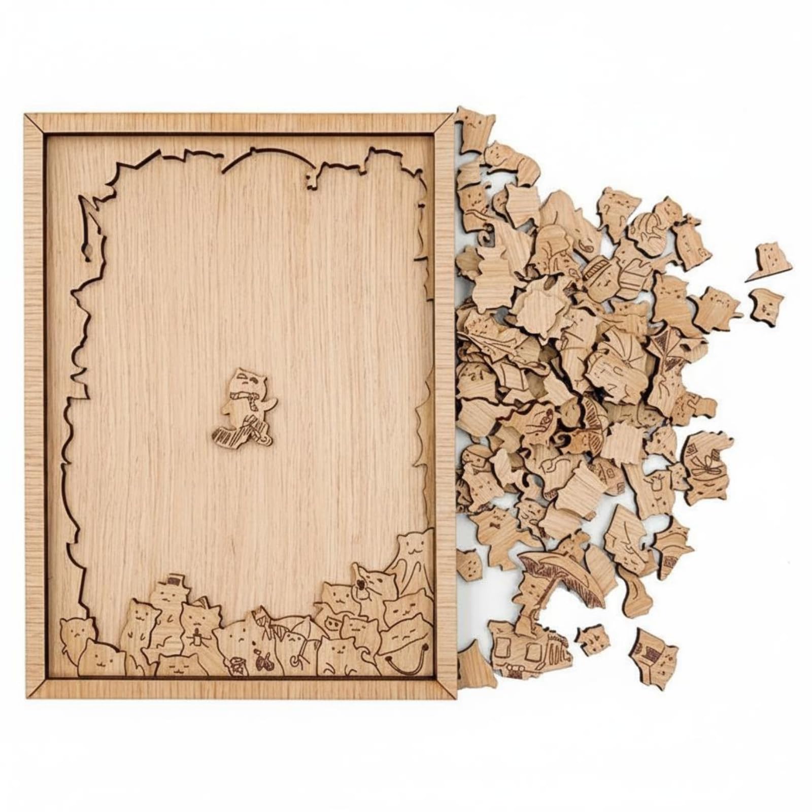 Milageto 100 Teilchen Katzenpuzzle aus Holz Geschenkidee Katzen-Holzpuzzle Klarer Druck Tier-Holzpuzzle aus Holz für Erwachsene