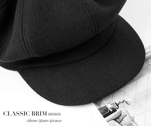 Miniatura 6 de Sumolux Boina de las mujeres Newsboy Sombrero de lana francesa Gorra clásica Otoño Primavera Invierno