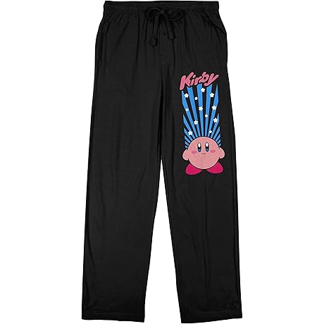 Kirby In the Stars Character and Logo Men's Black Graphic Sleep Pants