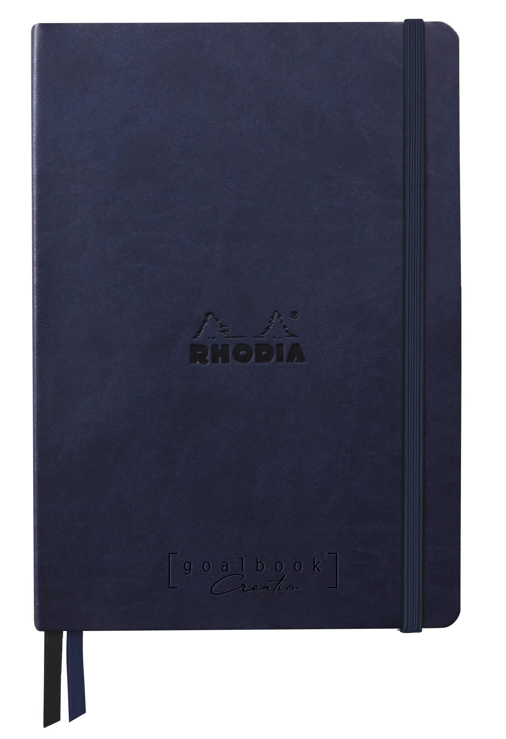RHODIA 194449C - Rigid Notebook Bullet Journal Goalbook Creation Midnight - A5 - 14,8x21cm - Dotted - 160 pages Paper Maya Black 120 g/m² - Faux Leather Cover