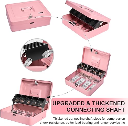 Miniatura 4 de Caja de efectivo con cerradura de llave en la parte superior, cajas grandes de bloqueo con cerradura de llave y bandeja de dinero, caja de dinero