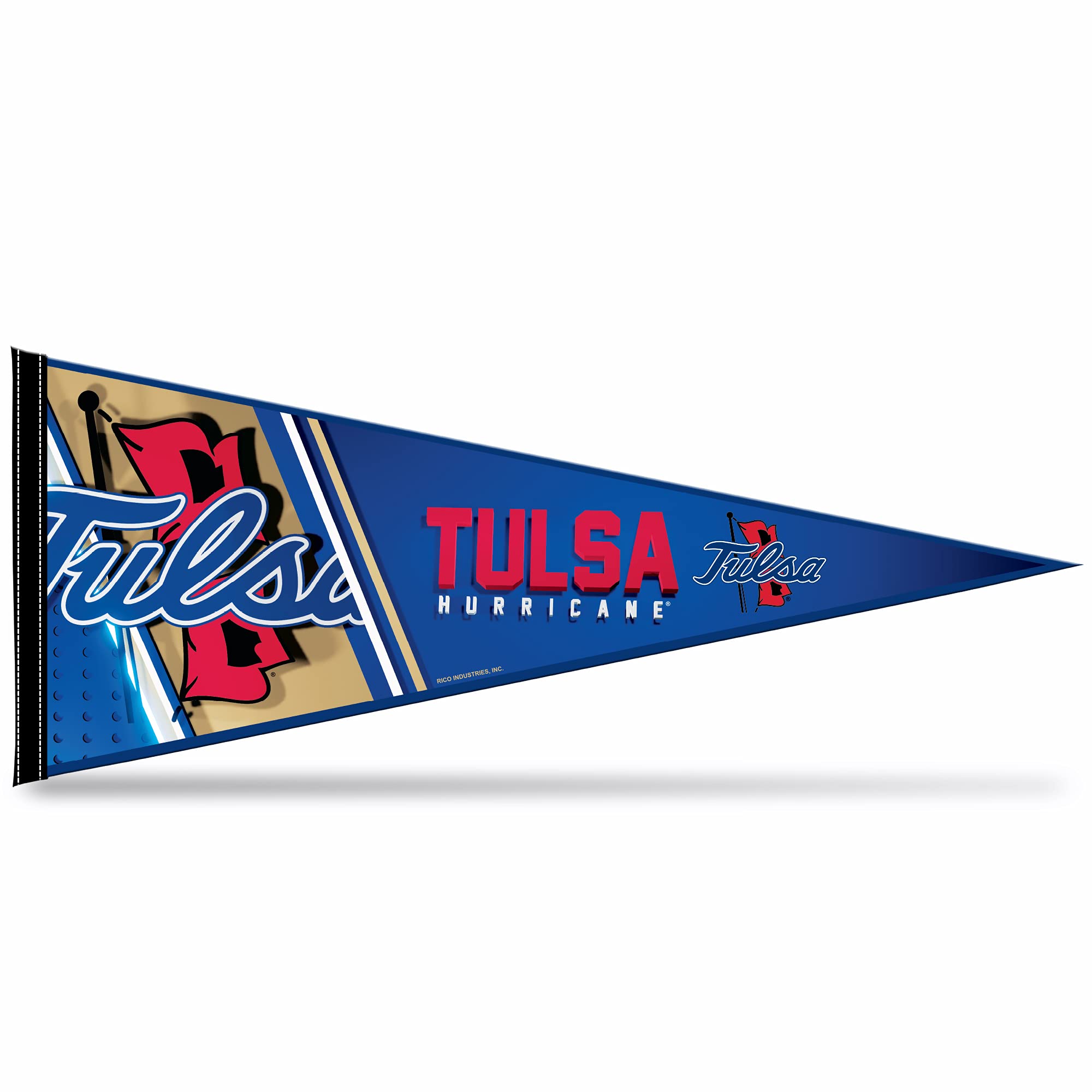 Rico Industries NCAA Tulsa Golden Hurricane Primary 12" x 30" Felt Wall Décor Pennant - Great for Home/Bed Room/Man Cave Décor