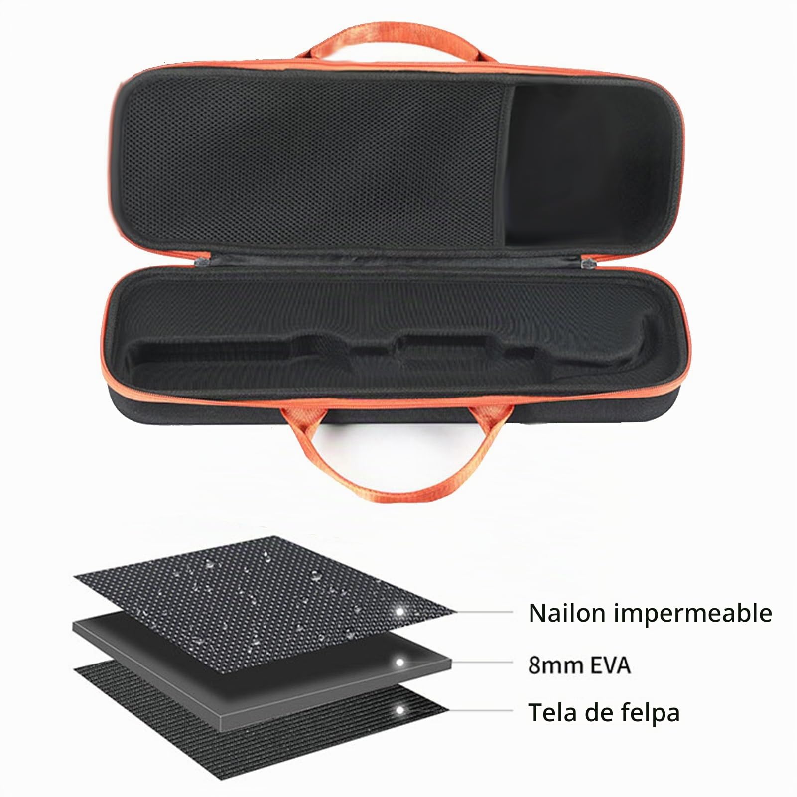 Funda de viaje dura para Dyson Airstrait, secador y alisador de pelo, portátil y protectora, Negro y anaranjado, 17.3 * 5.3 * 3.5 inch