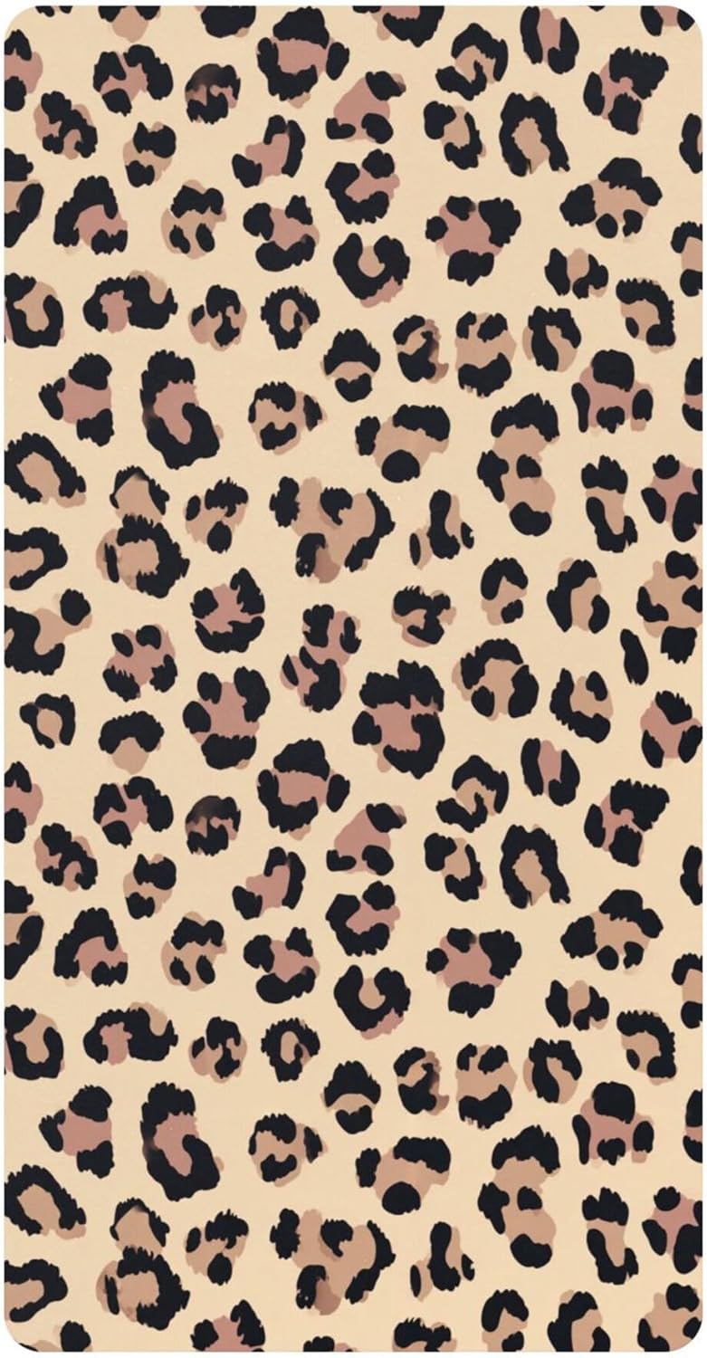 Leopard Print Brown Animal Crib Sheets Soft Breathable Fitted Cotton Baby Crib Sheets Mattress Cover for Girl Boy, 52" x 28" x 9"