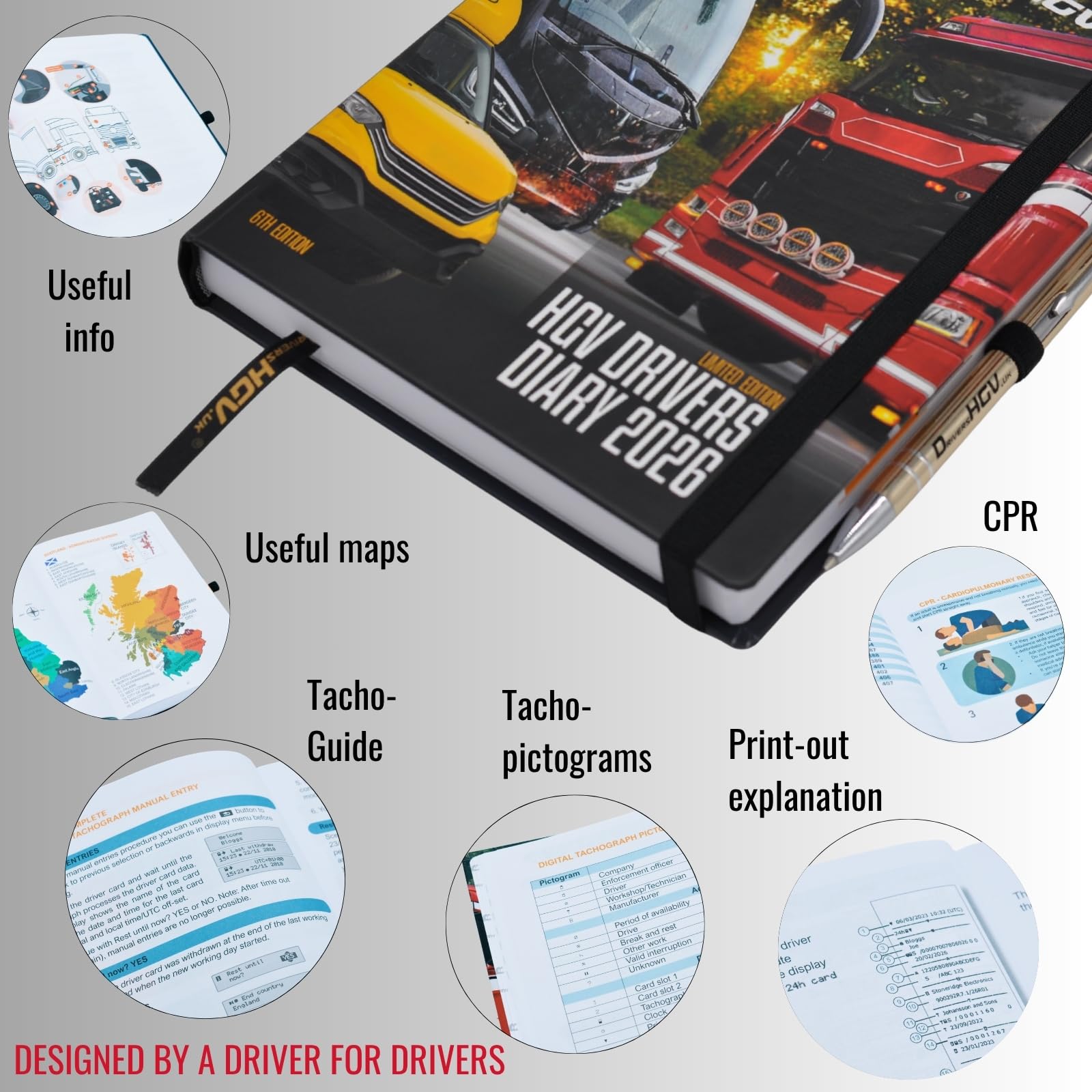 HGV Drivers Diary 2026: Trucker Log Book, B5 - Image 2
