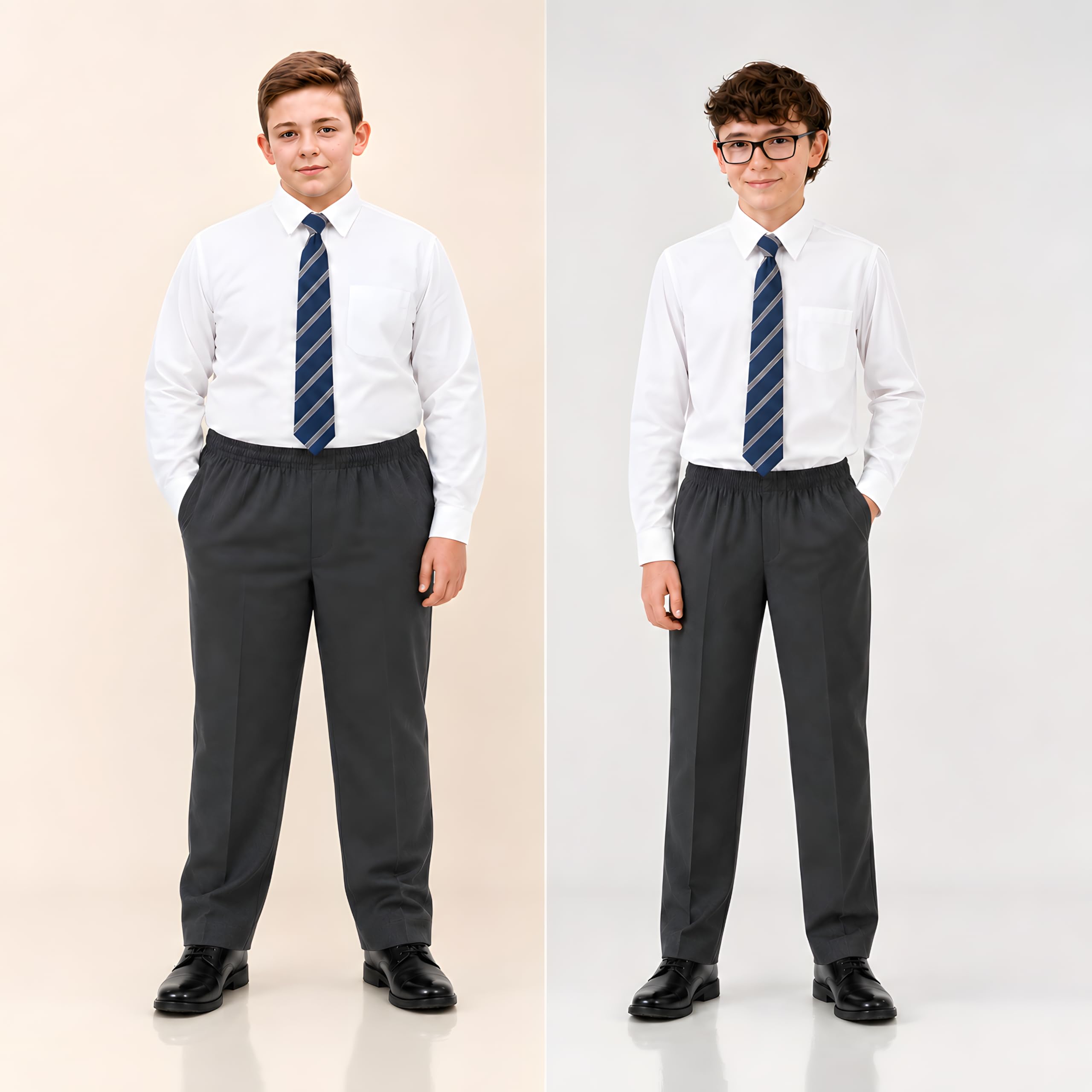 L S U Pantalones de ajuste resistente para niños, elástico completo, ajuste generoso, pantalones escolares de ajuste grande, pantalones elásticos completos, ver tabla de tallas
