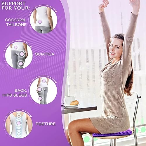 Miniatura 7 de Cojín de gel para asiento largo sentado, cojín de gel para silla de ruedas, cojín de gel suave para silla de coche, cojín de gel para asiento de