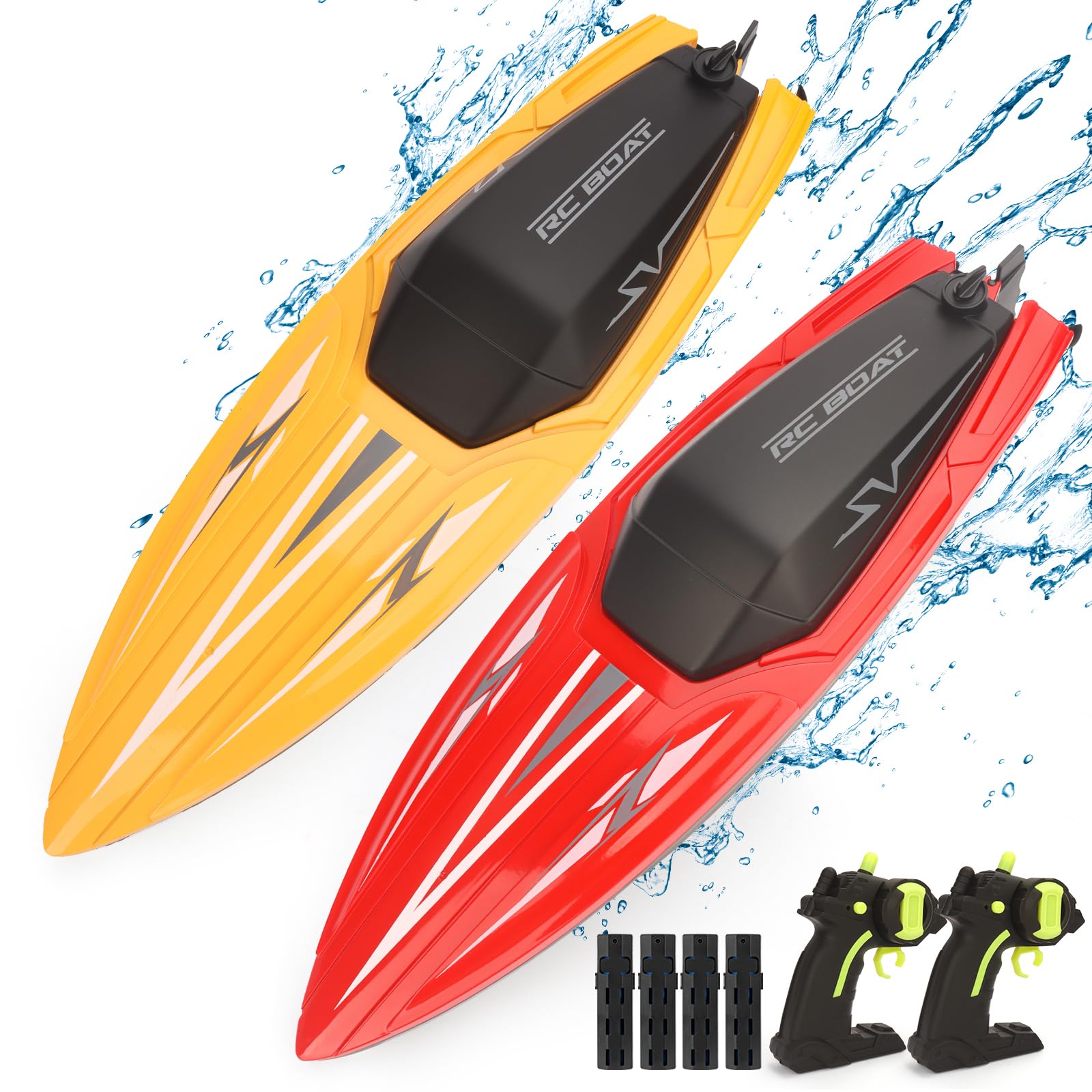 NOCKY RC Boat For Kid 2Pack Remote Control Boats Toy For Pools And Lakes,Remote Control Racing Toy Boat For Adult,2 Batteries 60+min.The Best Birthday Gift For Boy or Girl in Spring、Summer and Autumn.