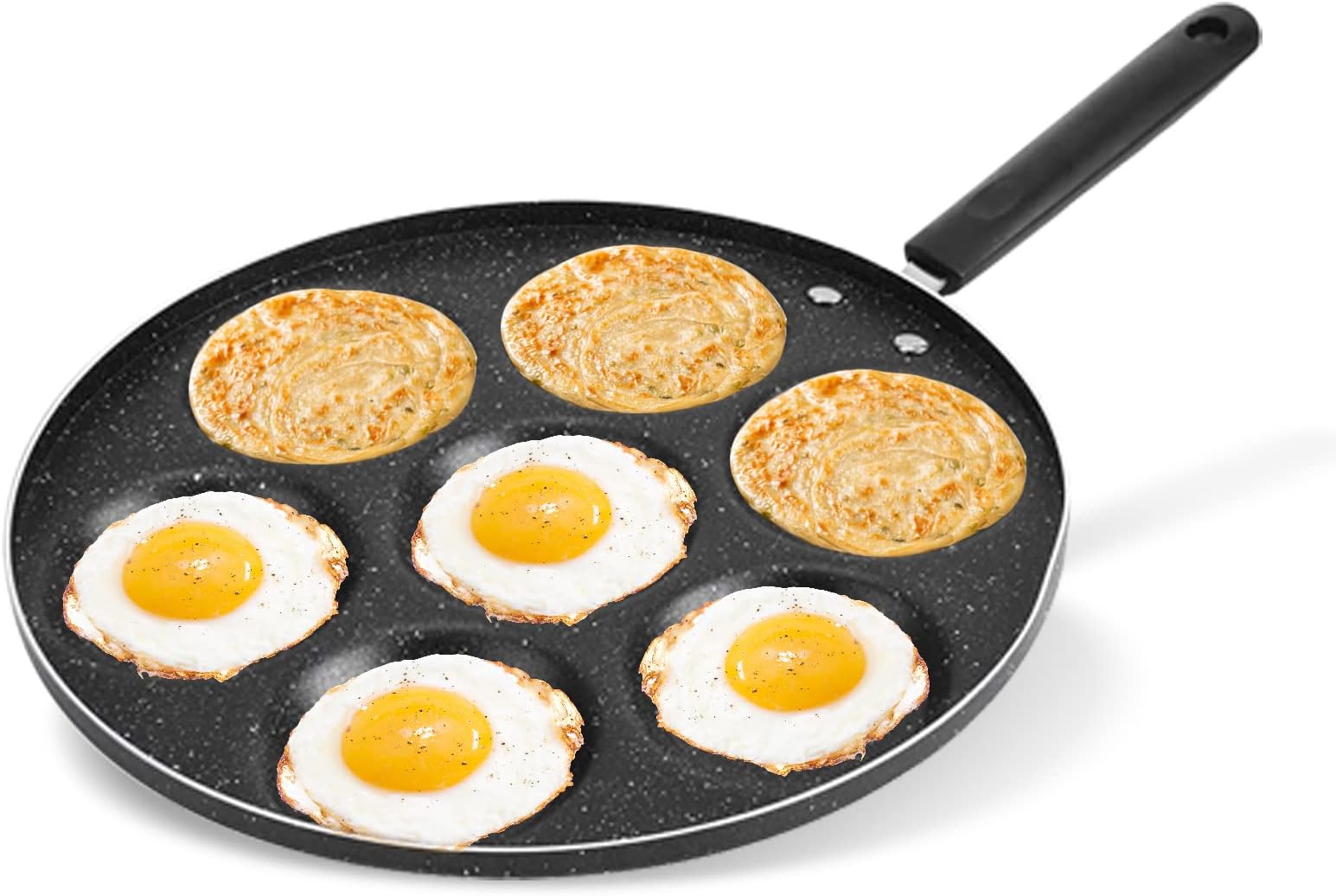 HERCHR Pancake pan, Pancake panpan, Pancake Pancake pan, Pancake Pancake pan, Egg pan 7 Holes Non-Stick Omelette pan for Burgers, Eggs, Omelette