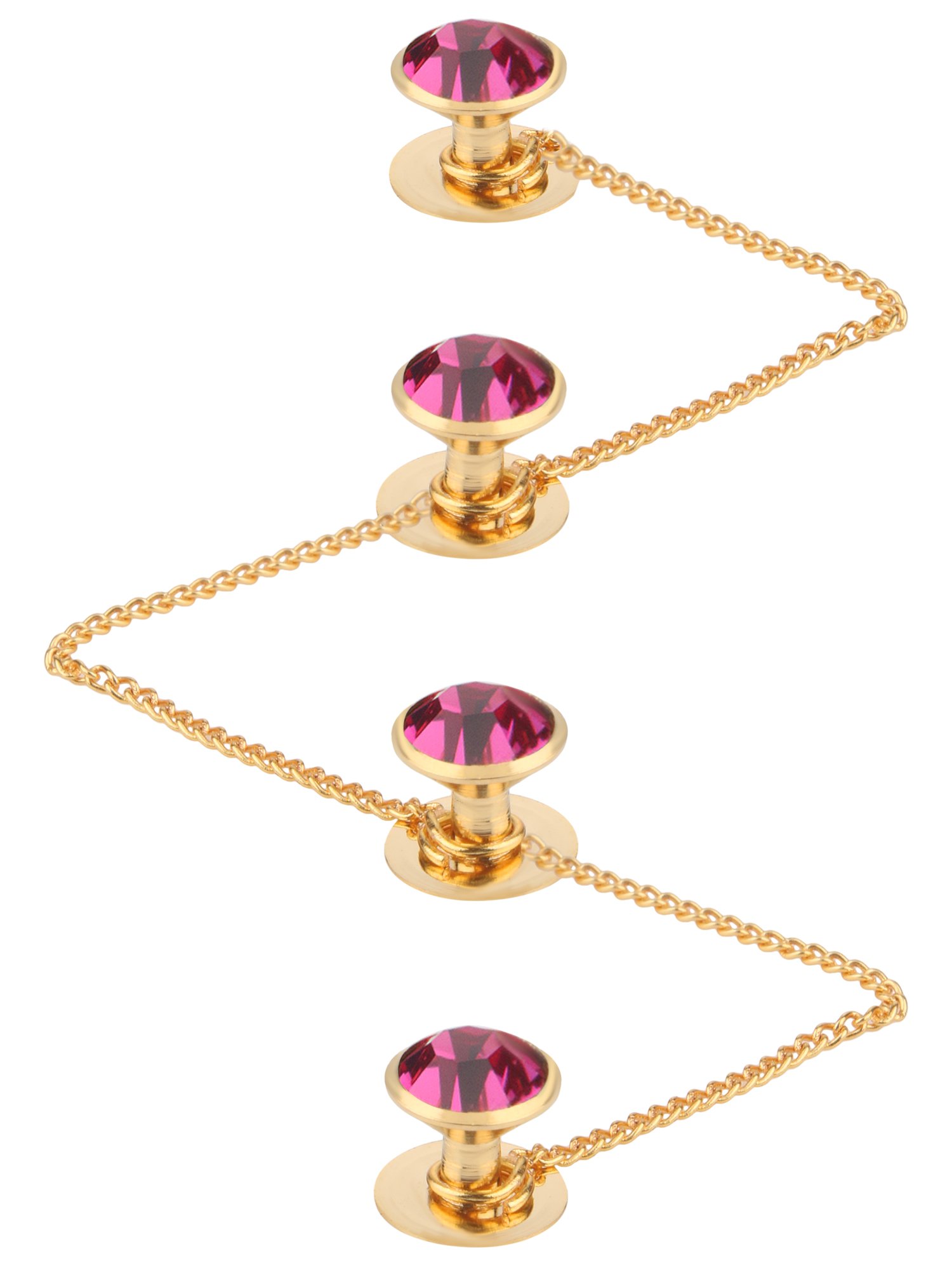 TRIPIN Men's Brass Kurta Buttons with Blue Diamond Crystal and Chain in a Box