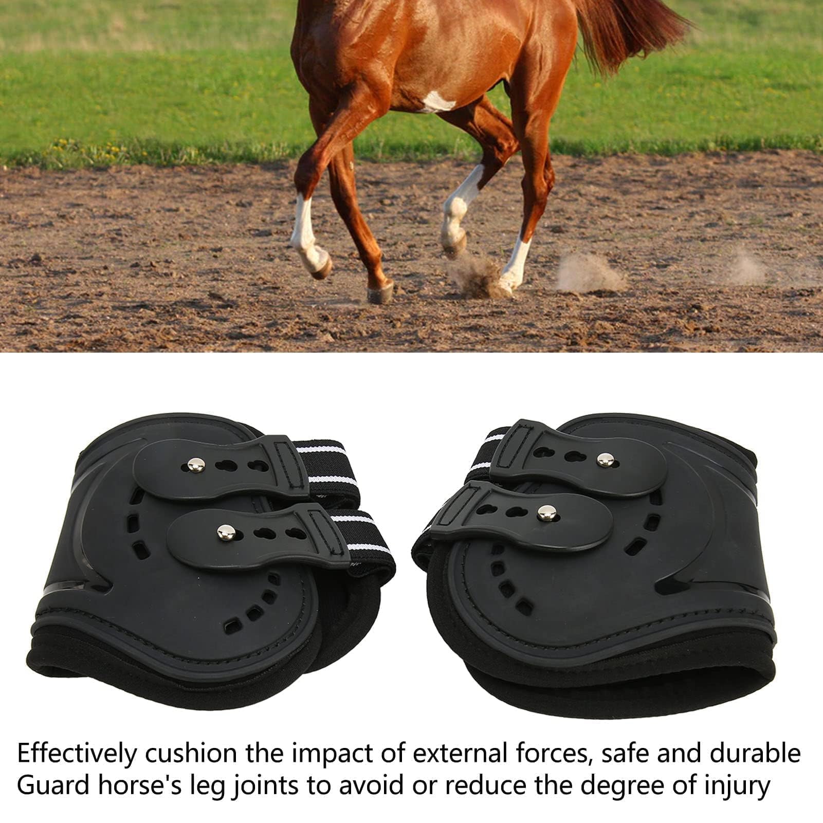 Botas para Patas Traseras de Caballo, Transpirables, Resistentes a los Impactos, Botas para Patas Traseras de Caballo, Ajustables, Evitan Resbalones, Botas Ligeras para Caballos (L)