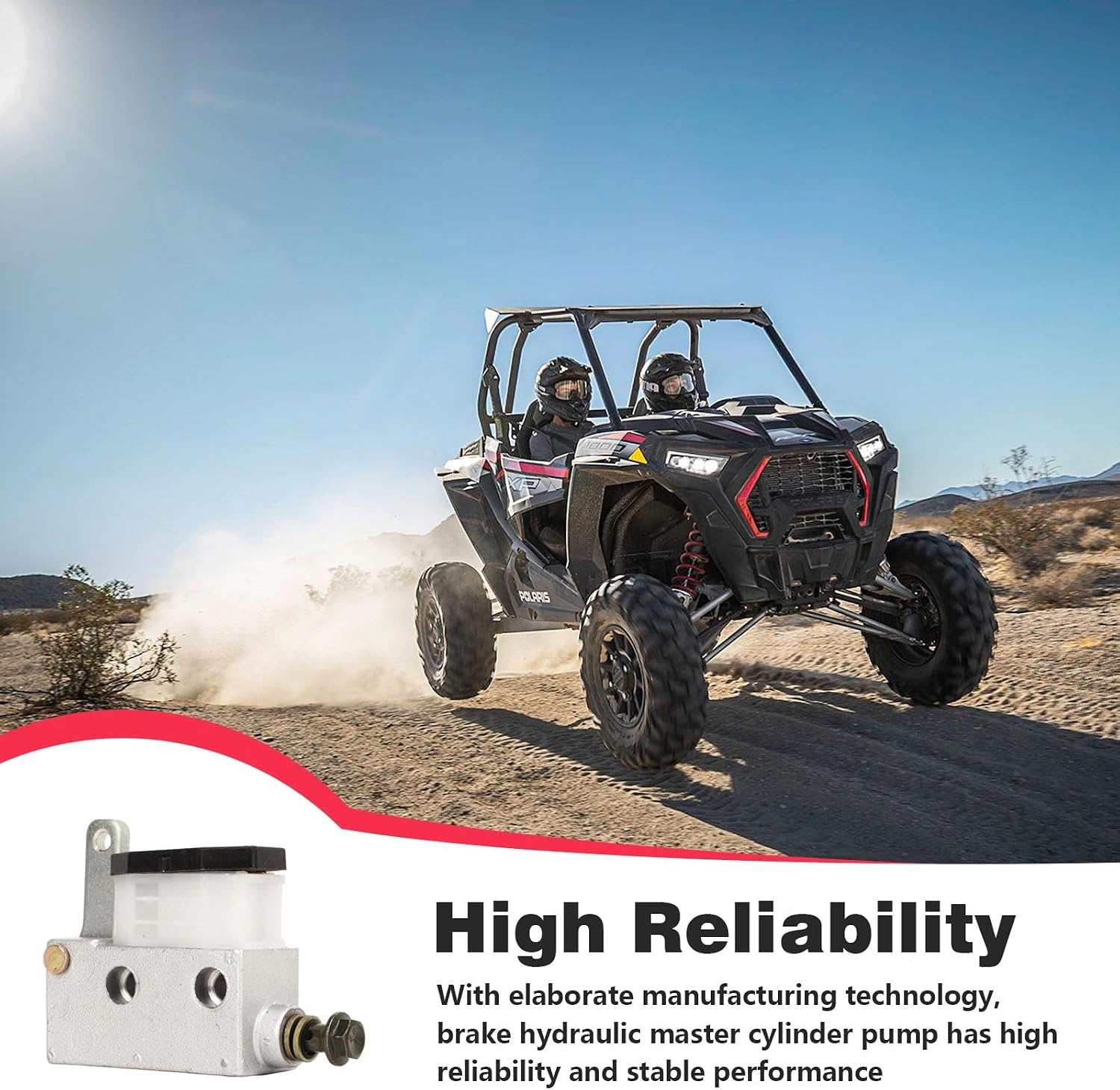 Go Kart Brake Master Cylinder, Metal Brake Master Cylinder Pump, High Strength 12.8 Go Kart Hydraulic Brake Pump for Go Karts, 3 Wheeled ATV UTV Modification, White