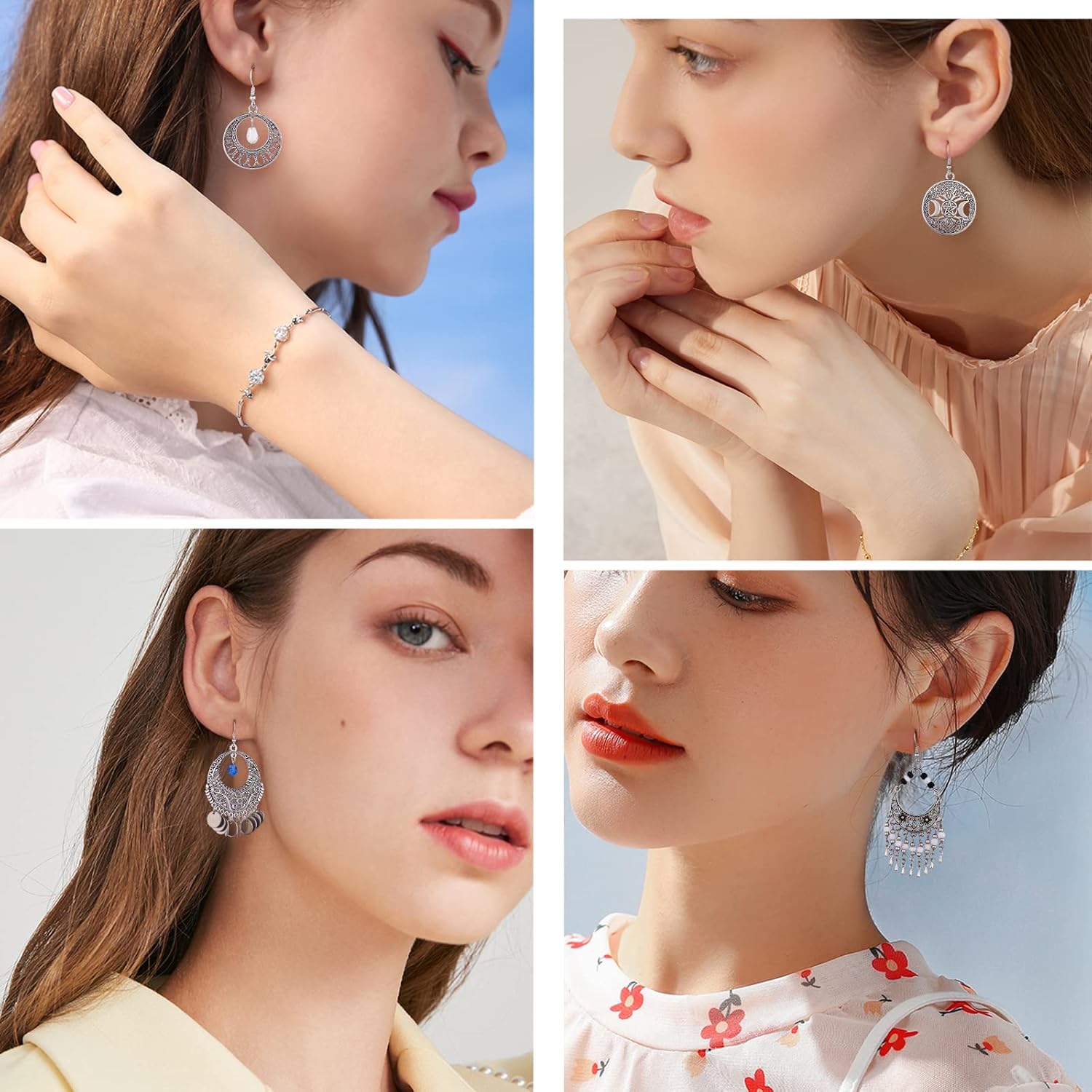 Ornaland 9 Pairs 9 Style Long Beaded Tassel Dangle Earrings Chandelier Coin Dangle Earrings Vintage Jewelry Gifts for Women - Image 7