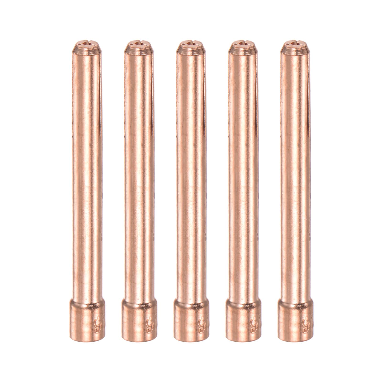 sourcing map 5pcs TIG Collet 1.6x50mm Stubby Collet Tungsten Electrode Collet Tips Replacement for TIG Welding Torch Series