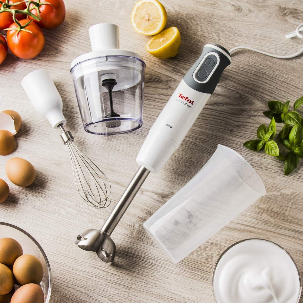 TEFAL OPTICHEF HB643138 LICUADORA 0,8 L BATIDORA DE INMERSIÃ“N METÁLICO CUARZO, BLANCO 800 W