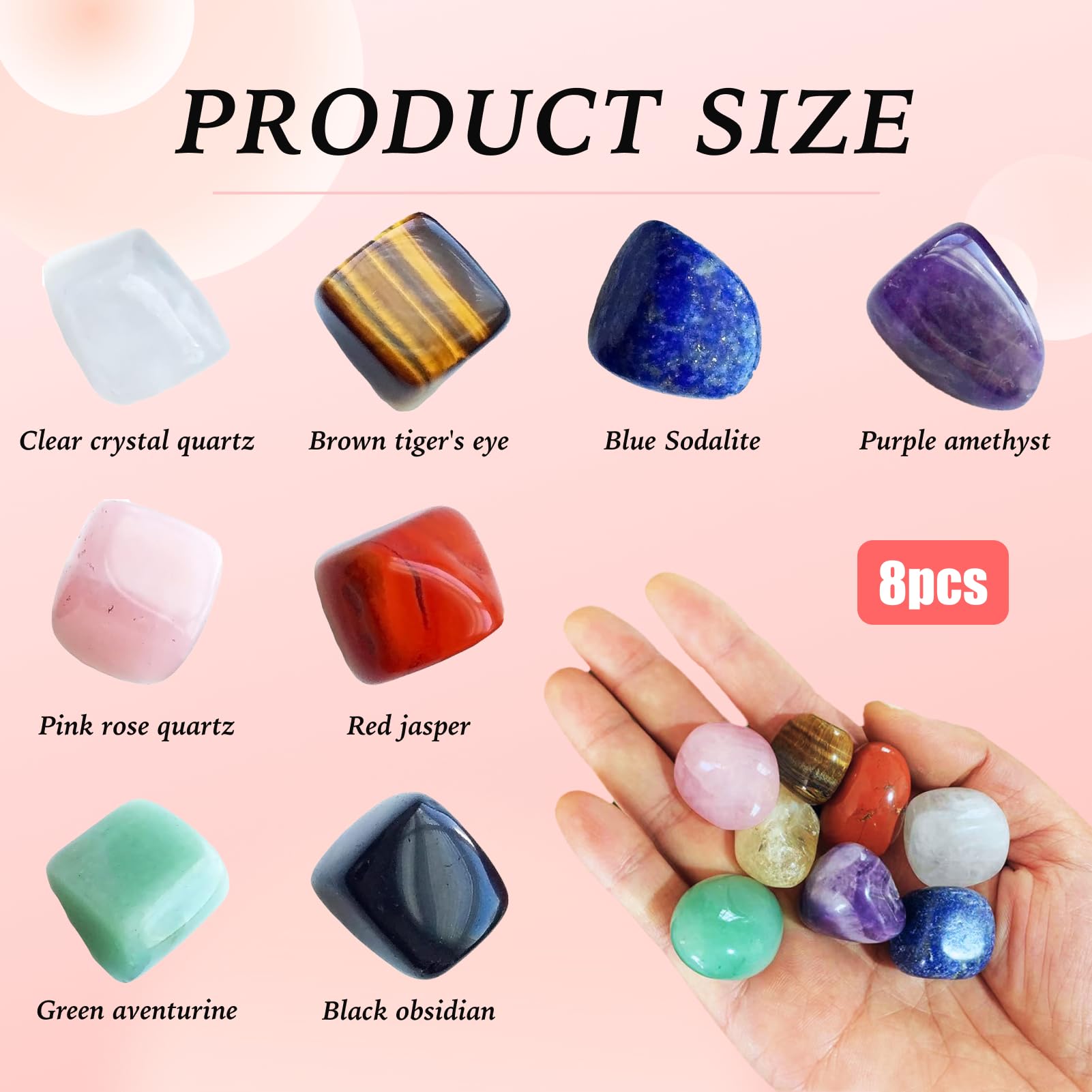 Piedras curativas naturales para chakras，7chakras cristales curativos de energía y reiki para meditación, concentración, crecimiento espiritual