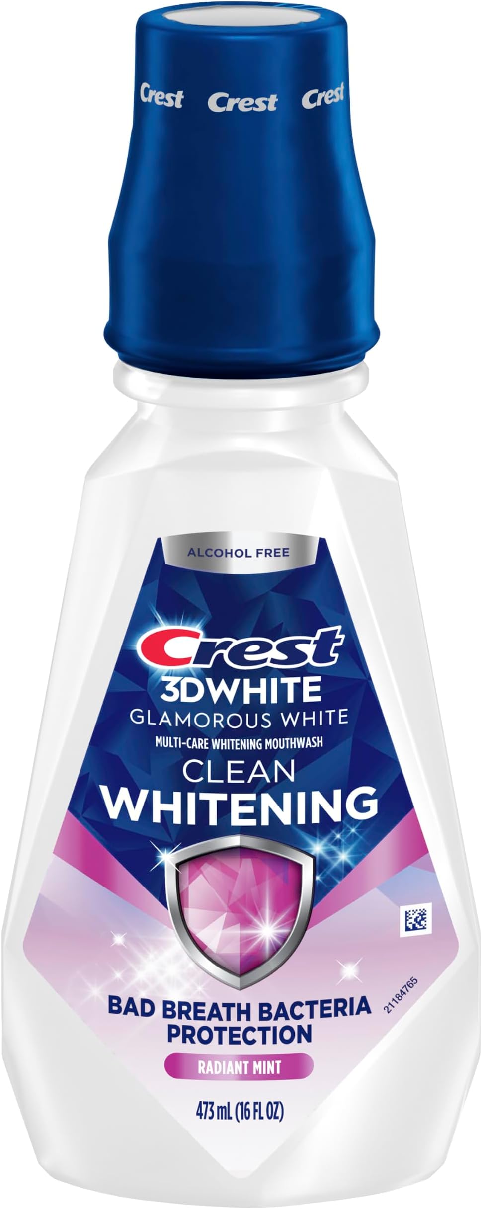 3D White Glamorous White Alcohol Free Multi-Care Whitening Mouthwash, Hydrogen Peroxide Mouthwash, Arctic Mint, 16 fl oz (473 mL) - Pack of 4, Crest Mouthwash
