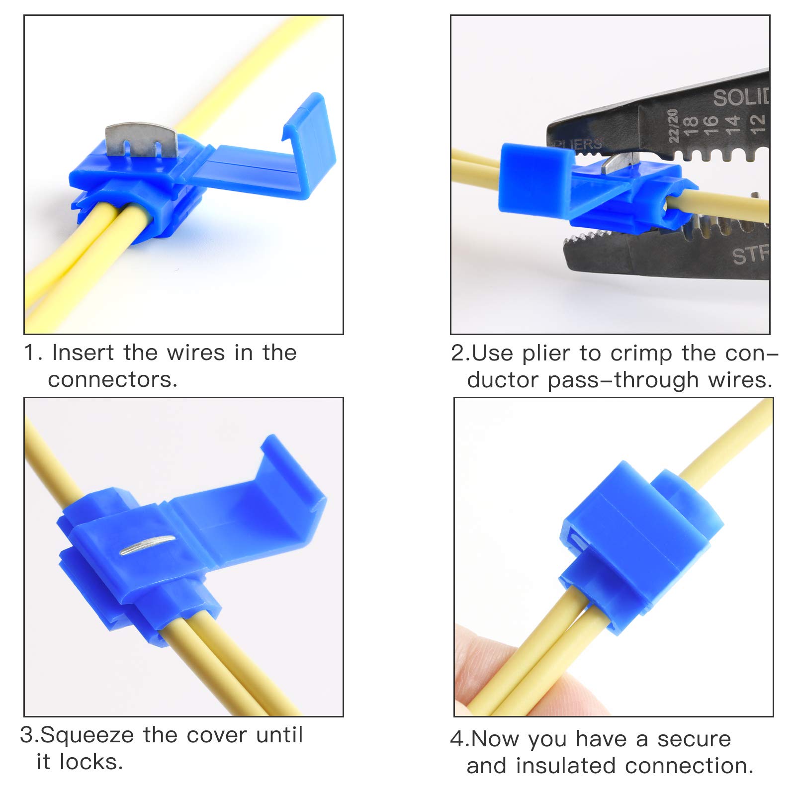 AIRIC Quick Splice Snap Wire Connectors Blue SelfStripping Splice