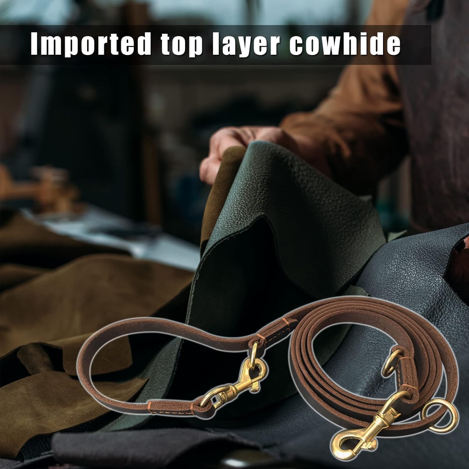 三つ編みの犬用ショート・リード 革製の犬用リード ハンズフリー ハンズフリー レザー 犬用リード 8フィート 丈夫な本革 多機能 犬用リーシュ 強力レザーリーシュ 小型中大型犬用