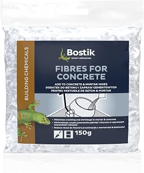 Bostik Fibres for Concrete 150g - Minimise Cracking and Shrinkage - Improve Freeze/Thaw and Impact Resistance of Mortar and Non-Structural Concrete