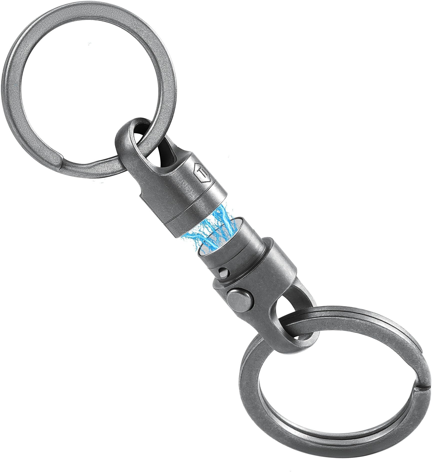 KeyUnity Titanium Detachable Magnetic Keychain Connector 2pcs,Double-end Key Ring Holder,Titanium Rotatable Key Linker
