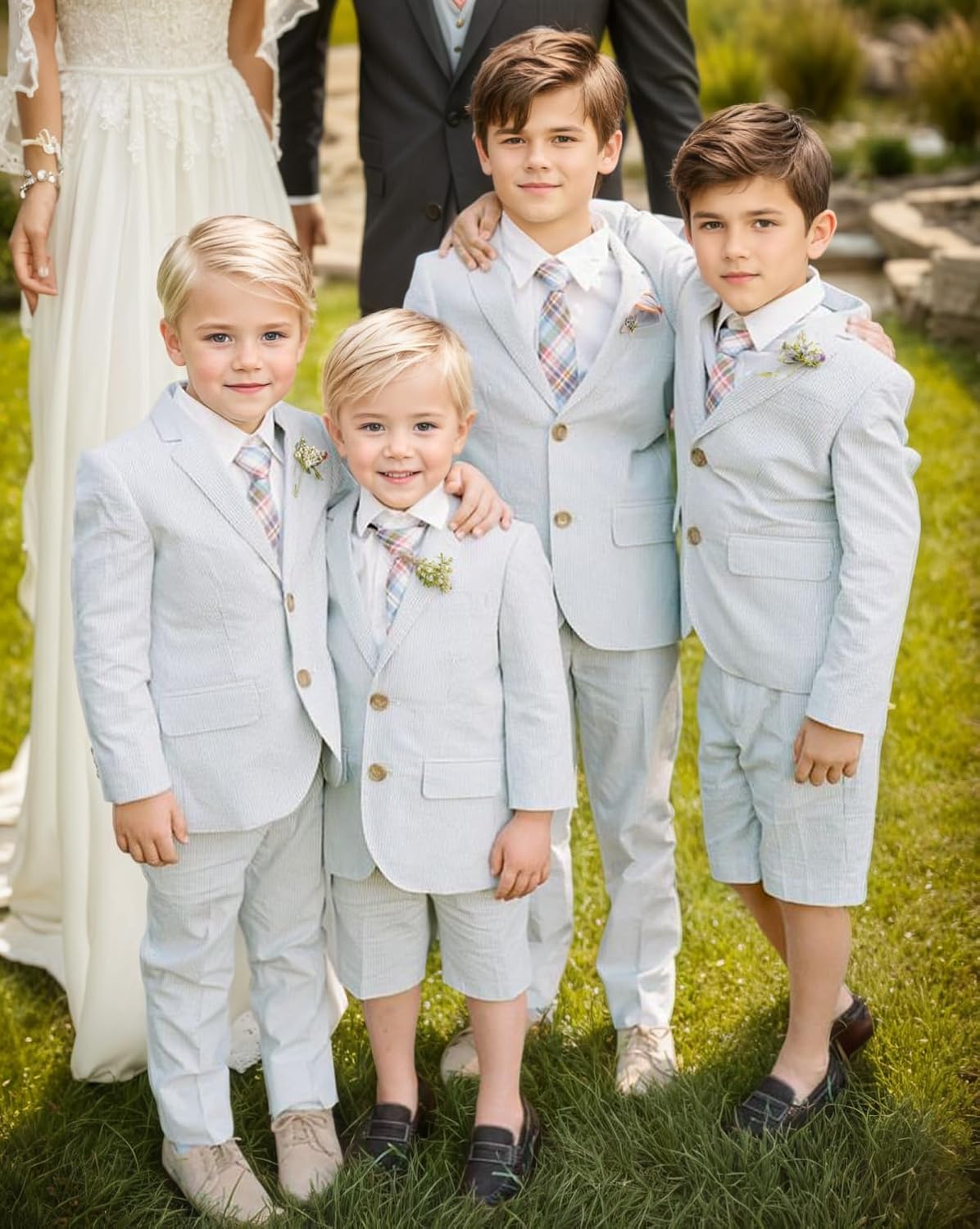 Boys Seersucker Blazer Slim Fit Summer Sport Coat for Kids Tuxedos Wedding Prom Casual Boys Suit Jacket