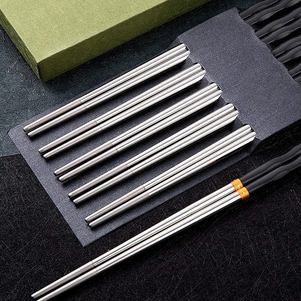 Essstäbchen, 304 Edelstahl, 5 Farben, Geschenk, Essstäbchen, tragbares Besteck-Set, wiederverwendbar, 24 cm