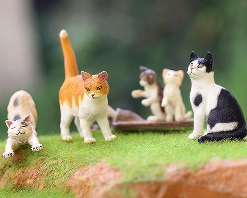 Miniatura 4 de Gemini&Genius 6 juguetes de gato para niños, figuras de gato, gatitos realistas para niños pequeños, juguetes divertidos de animales para mascotas,