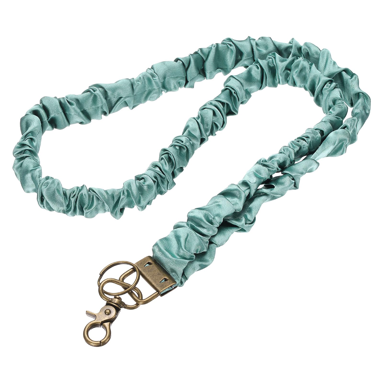 PATIKIL Scrunchie Lanyard Teacher, 1 Pack Stretchy Lanyards for Teachers Cute Lanyards ID Badge Holder with Clips for Women Keychain Card Holder, Green