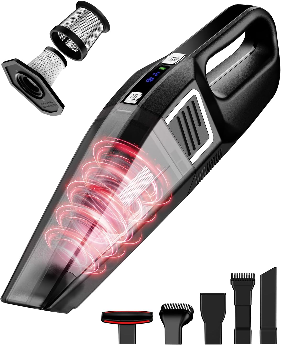 Handheld Vacuum Cordless, 9000PA Strong Suction, 2 Suction Modes, Fast Type-C Charging, Lightweight, Portable Car Vacuum Cleaner with for Home Pet Office