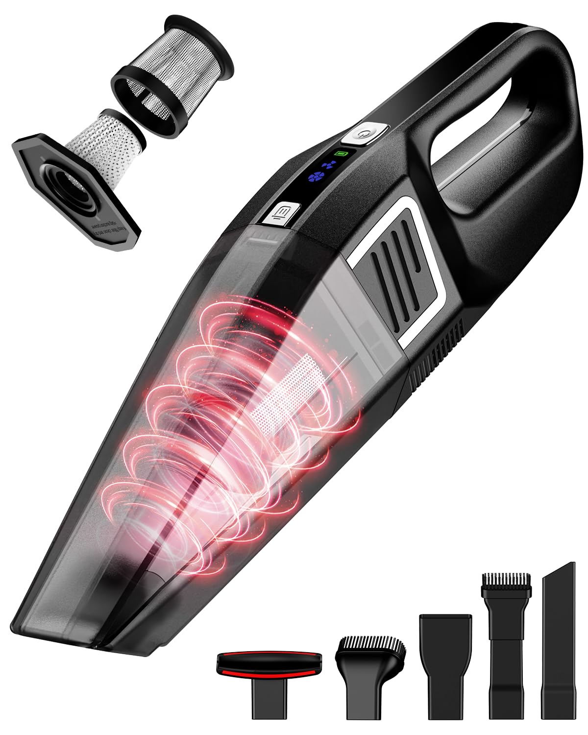 Evekas Handheld Vacuum Cordless, 9000PA Strong Suction, 2 Suction Modes, Fast Type-C Charging, Lightweight, Portable Car Vacuum Cleaner for Home Pet Office.