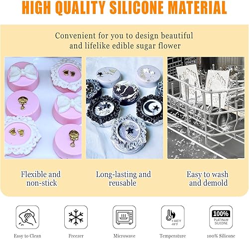 Miniatura 3 de Molde de silicona de marco pequeño, herramientas de decoración de pasteles Sugarcraft, moldes de pasta de fondant, 2 uds