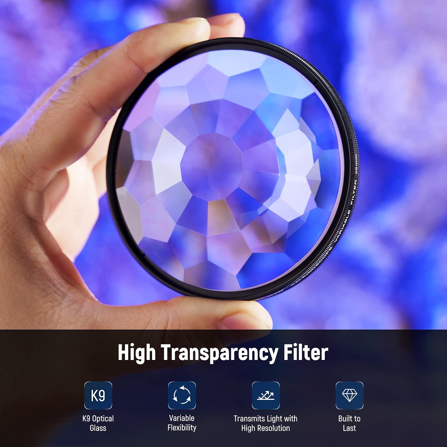 NEEWER 58mm Kaleidoscope Prism Lens Filter, Photography Prism Crystal Glass Effect Filter with Multi Refraction and Variable Number of Photographic Subjects, 10102501