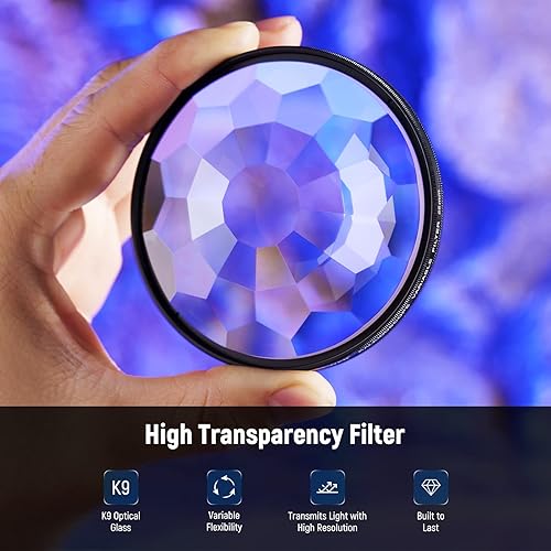 Miniatura 3 de NEEWER Filtro de lente de prisma de caleidoscopio de 2.283 in, filtro de efecto de cristal de prisma de fotografía con refracción múltiple y número