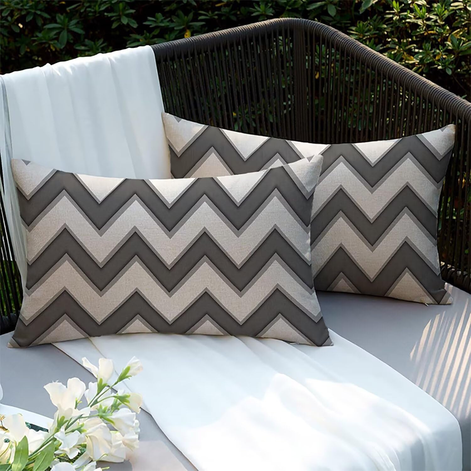 Housses de coussins lin 70x50cm imperméables gris par 2 Xlccaioo XC-7667
