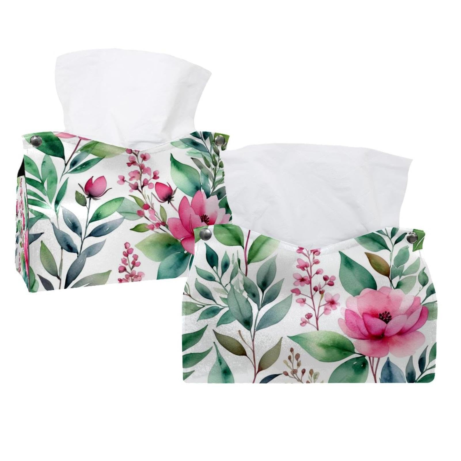 Boîte à mouchoirs en cuir au design floral raffiné, l'accessoire chic pour salle de bain