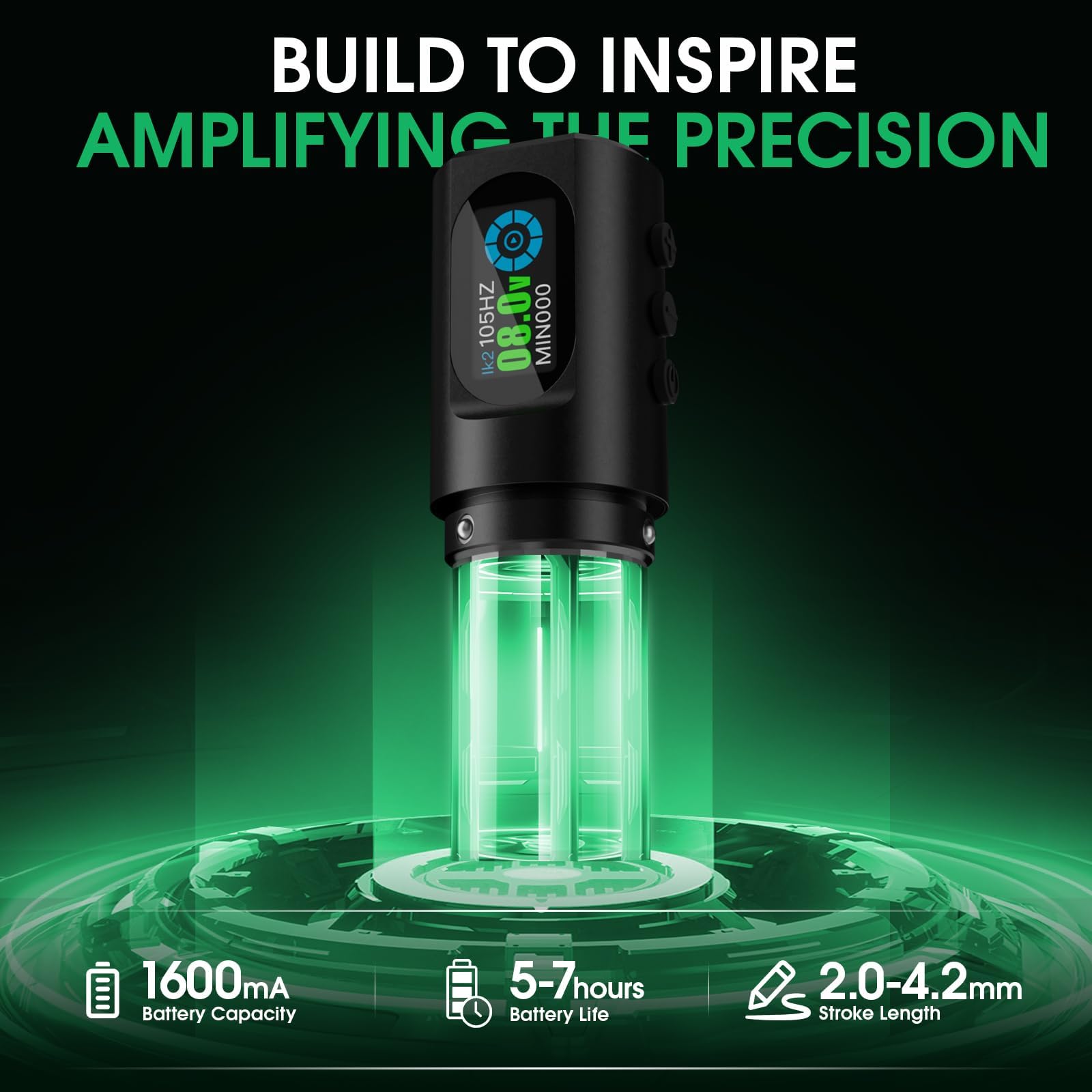 INKin Maquina de Tatuar Kit Completo con 6 Tiempos 2.0-4.2mm y Batería 2 Piezas de 1600 mAh Fuente de Alimentación y Revo Agujas Tatuaje, Tinta Tatuaje, Kit Tatuaje Profesional INKflexo para Tatuadore