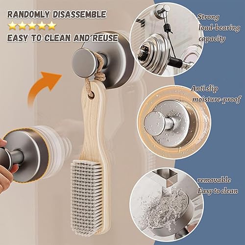Miniatura 3 de Ganchos para toallas para baños, ganchos de ventosa de acero inoxidable, adhesivo fuerte, sin taladro, ganchos de pared impermeables para ducha,