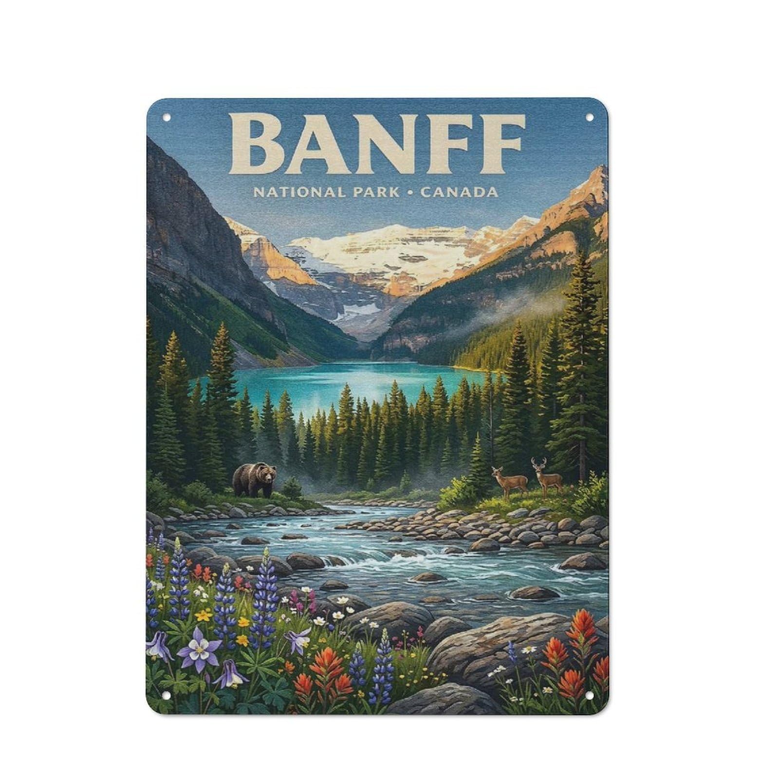 Junmoney Style-21 Banff National Park Canada Landscape Art(2) Tin Sign 40X30cm, Creative Studio Wall Plaque For Hobby Room, Office, Lounge Or Living Room